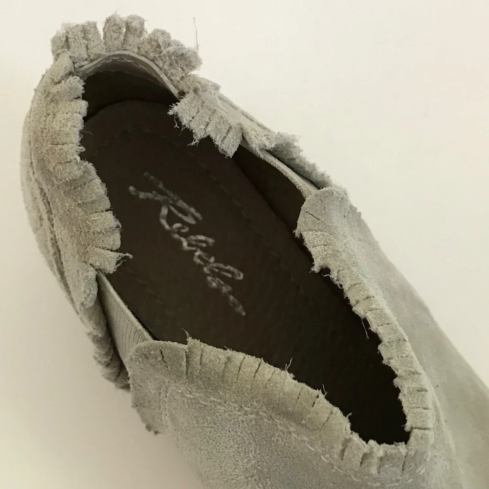 REBELS Suede Fringe Trim Ankle Boots Chelsea Women’s Size 8